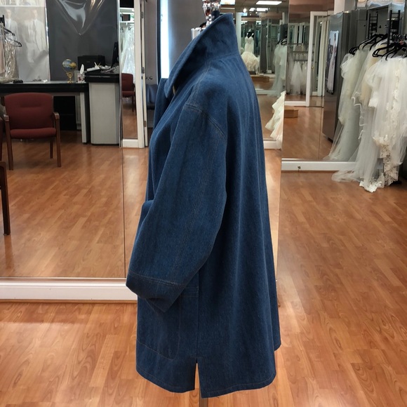 Women’s single breasted denim pea coat, made in US - Picture 2 of 8